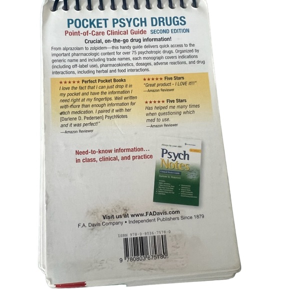 Pocket Psych Drugs : Point-Of-Care Clinical Guide by Darlene D. Pedersen (2009,. - Picture 2 of 4